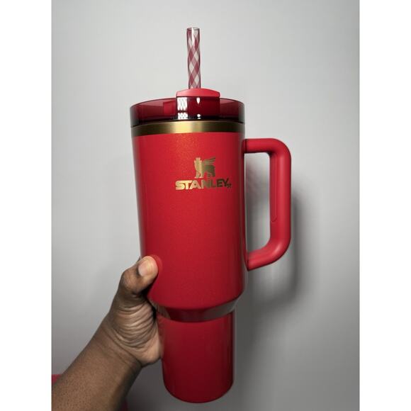 Stanley 2024 Holiday Exclusive SCARLET TINSEL 40oz Flowstate Tumbler BNWT BNIB - Picture 4 of 7